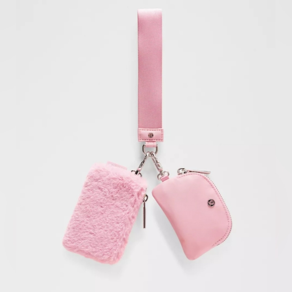 NEW FUZZY Lululemon Dual Pouch Wristlet Plush Fleece